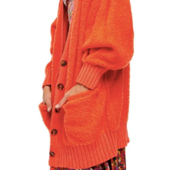 SOLD NEW FREE PEOPLE Orange Long Cardigan - Picture 4 of 6